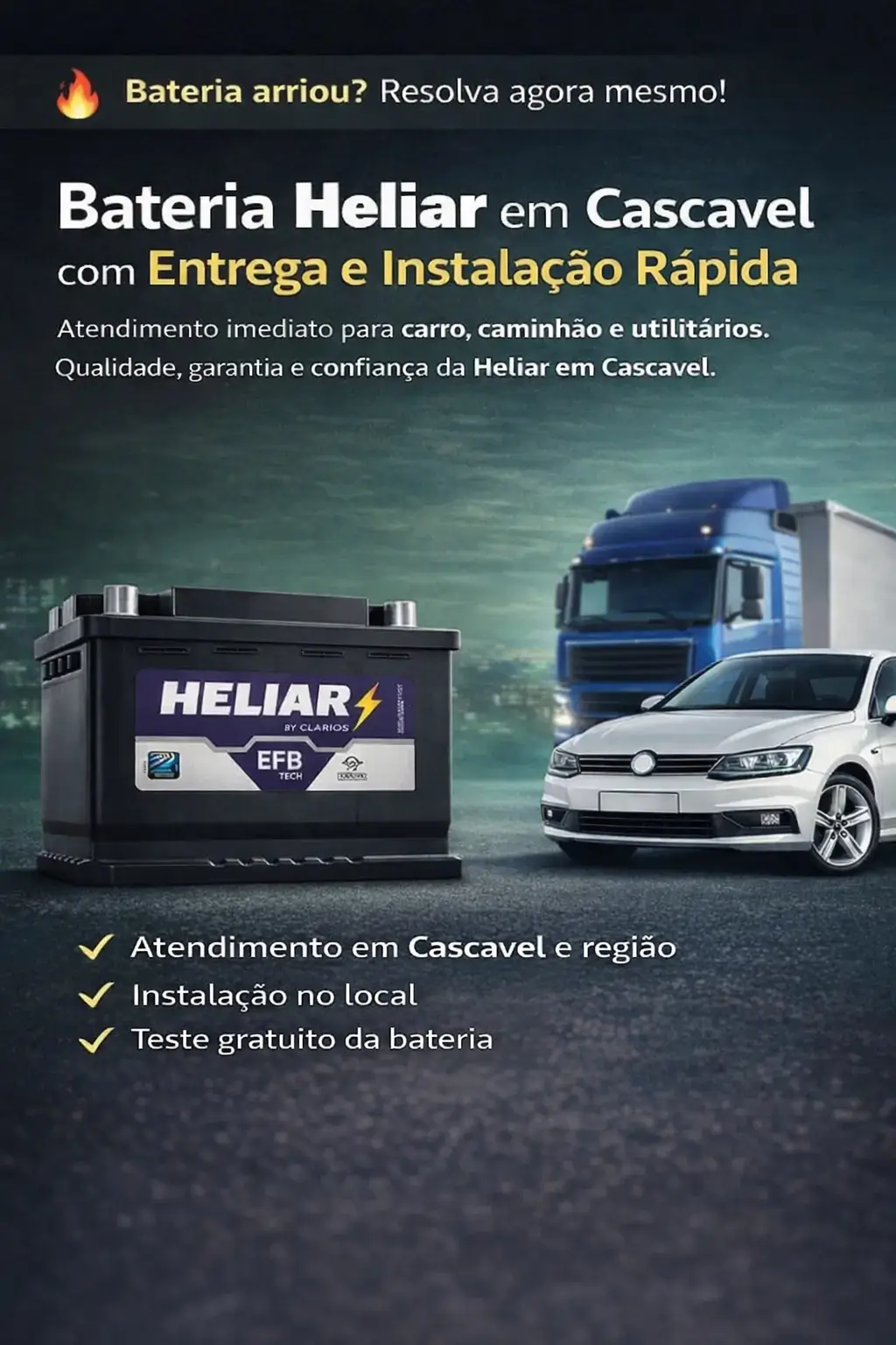 Bateria Heliar em Cascavel com rapidez 1